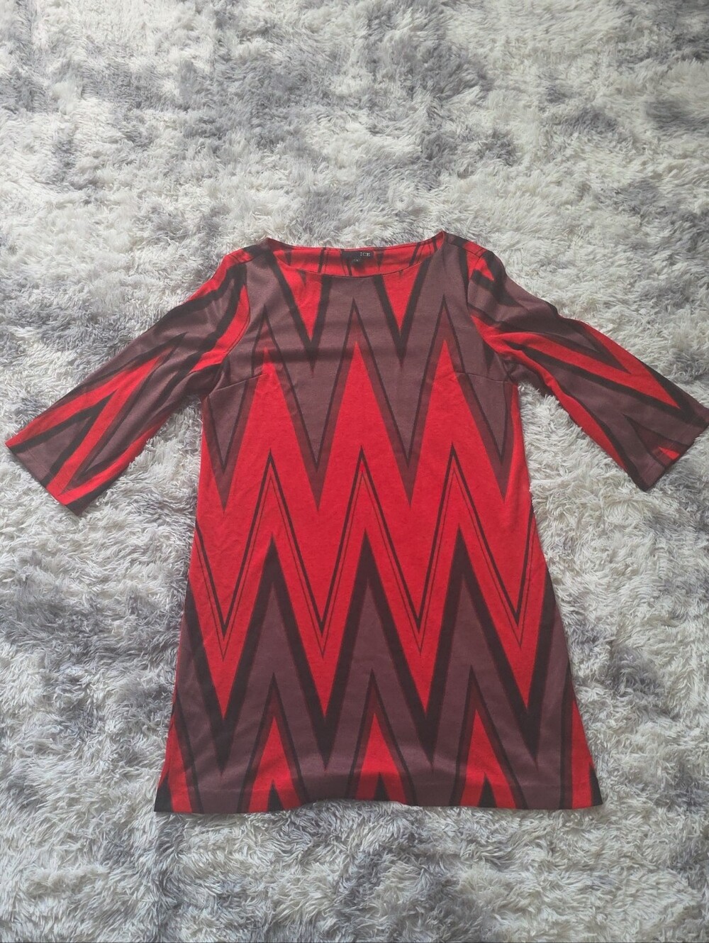 Ice Red and Brown Zigzag Shift Tunic